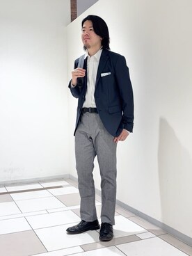 「アイテム（ハンカチ/ハンドタオル、ホワイト系）」を使った、及川さん（メンズ・170cm）の春コーディネート