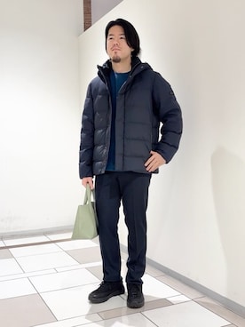 「アイテム（ダウンジャケット/コート）」を使った、及川さん（メンズ・170cm）の冬コーディネート