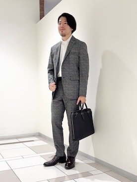 「アイテム（ビジネスバッグ）」を使った、及川さん（メンズ・170cm）の夏コーディネート