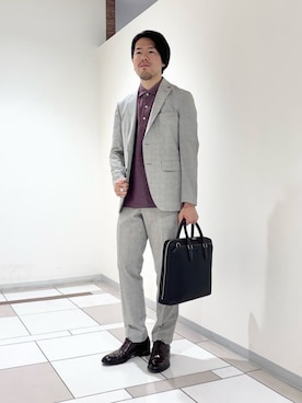 「アイテム（ビジネスバッグ）」を使った、及川さん（メンズ・170cm）の春コーディネート