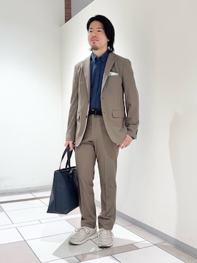 「アイテム（ハンカチ/ハンドタオル、ホワイト系）」を使った、及川さん（メンズ・170cm）の冬コーディネート