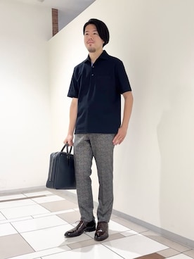 「アイテム（ビジネスバッグ）」を使った、及川さん（メンズ・170cm）の夏コーディネート