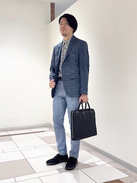 「アイテム（ビジネスバッグ）」を使った、及川さん（メンズ・170cm）の春コーディネート