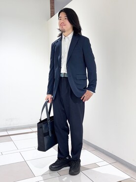 「アイテム（ベルト、グリーン系）」を使った、及川さん（メンズ・170cm）の夏コーディネート