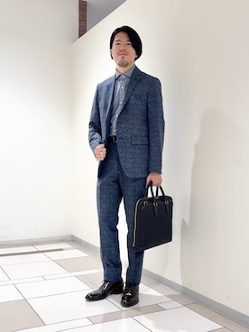 「アイテム（ビジネスバッグ）」を使った、及川さん（メンズ・170cm）の夏コーディネート