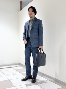 「アイテム（ビジネスバッグ）」を使った、及川さん（メンズ・170cm）の夏コーディネート