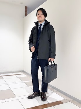 「アイテム（ビジネスバッグ）」を使った、及川さん（メンズ・170cm）の春コーディネート