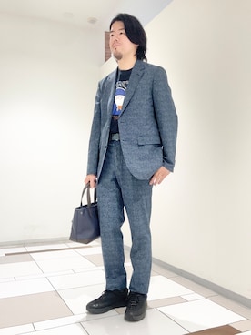 「アイテム（ファッション雑貨、グリーン系）」を使った、及川さん（メンズ・170cm）の夏コーディネート