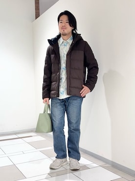 「アイテム（ダウンジャケット/コート）」を使った、及川さん（メンズ・170cm）の冬コーディネート