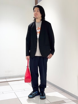「THE SHOP TK （ザ ショップ ティーケー ）の◆ボーダータンクトップ（タンクトップ、レッド系）」を使った、及川さん（メンズ・170cm）の春コーディネート