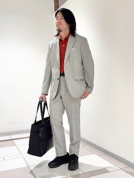 「アイテム（ハンカチ/ハンドタオル、ホワイト系）」を使った、及川さん（メンズ・170cm）の夏コーディネート