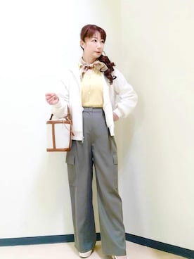 「Reflect（リフレクト）のアイテム（パンツ）」を使った、花さん（レディース・157cm）の冬コーディネート