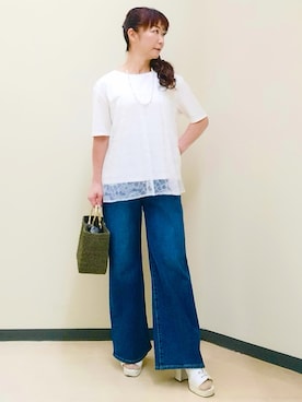 「オフィスカジュアル」｜花さん（レディース・157cm）の夏コーディネート