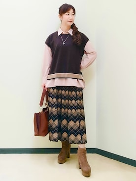 「Reflect（リフレクト）のアイテム（アクセサリー）」を使った、花さん（レディース・157cm）の秋コーディネート