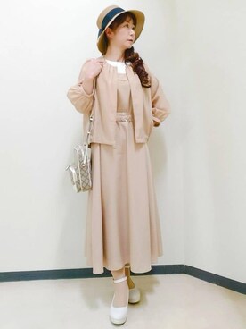 「Reflect（リフレクト）のアイテム（帽子）」を使った、花さん（レディース・157cm）の春コーディネート