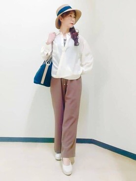 「Reflect（リフレクト）のアイテム（帽子）」を使った、花さん（レディース・157cm）の春コーディネート