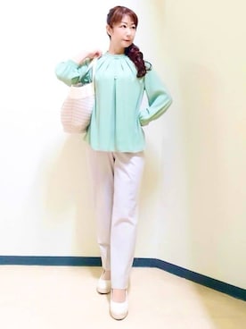 「Reflect（リフレクト）のアイテム（パンツ）」を使った、花さん（レディース・157cm）の春コーディネート