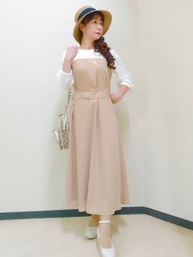 「Reflect（リフレクト）のアイテム（帽子）」を使った、花さん（レディース・157cm）の春コーディネート