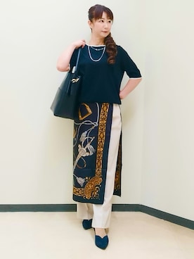 「アイテム（パンプス、ブルー系）」を使った、花さん（レディース・157cm）の夏コーディネート