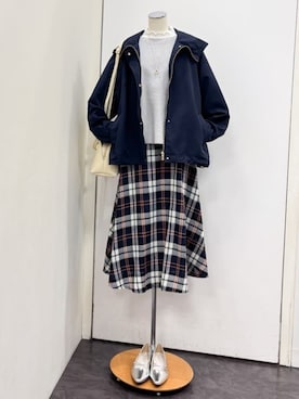 「grove（グローブ）の【貴島明日香さん着用】【撥水】きれいめに着こなせるマウンテンパーカ（ブルゾン、ブルー系）」を使った、yukariさん（レディース・154cm）の冬コーディネート