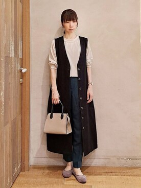 「SHOO・LA・RUE（シューラルー）の◆【SS-3L/美脚シルエット】オンにもオフにも○ テーパードパンツ（その他パンツ、グリーン系）」を使った、rinさん（レディース・158cm）の夏コーディネート