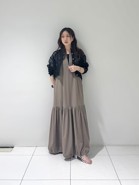 「GALLEST（ギャレスト）のアートメッシュブルゾン（ブルゾン、ブラック系）」を使った、そんさん（レディース・155cm）の夏コーディネート