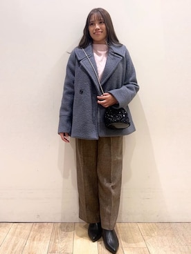 「アイテム（ピーコート、グレー系）」を使った、Ririさん（レディース・152cm）の秋コーディネート