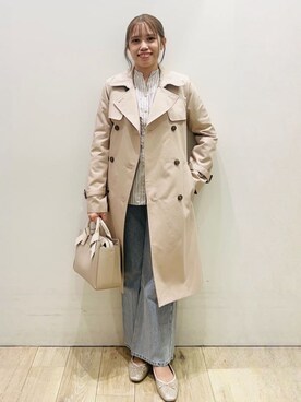 「index（インデックス）のトレンチコート【洗濯機OK/撥水/花粉対応】《XS～3L》（トレンチコート、ベージュ系）」を使った、Ririさん（レディース・152cm）の春コーディネート