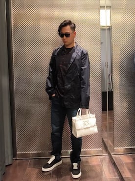 「ARMANI EXCHANGE（アルマーニエクスチェンジ）のアイテム」を使った、Toschiakiさん（メンズ・168cm）の春コーディネート