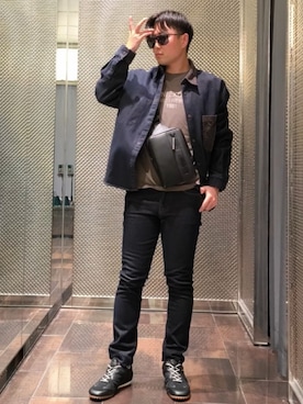 「ARMANI EXCHANGE（アルマーニエクスチェンジ）のアイテム（シャツ/ブラウス）」を使った、Toschiakiさん（メンズ・168cm）の秋コーディネート