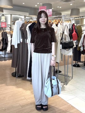 「LOWRYS FARM（ローリーズファーム）の【撥水・500mlペットボトル収納可】アミコード３ＷＡＹＢＡＧ 1051049（ショルダーバッグ、ブルー系）」を使った、wakame 𓈒𓏸さん（レディース・160cm）の夏コーディネート