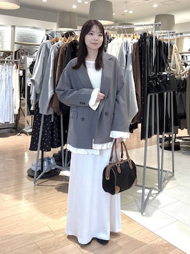 「GLOBAL WORK（グローバルワーク）のラッセルレース袖ボタンプルオーバー/1054145（Tシャツ/カットソー、ホワイト系）」を使った、wakame 𓈒𓏸さん（レディース・160cm）の秋コーディネート