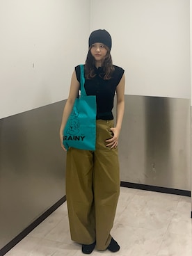「KBF（ケイビーエフ）のアイテム（帽子）」を使った、りのんさん（レディース・168cm）の春コーディネート