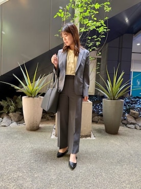 「SUIT SQUARE（スーツスクエア）の涼しいスーツ／テーラードジャケット／ウォッシャブル／ストレッチ／高通気／軽量／無地（スーツジャケット、グレー系）」を使った、SUIT SQUAREさん（レディース・159cm）の夏コーディネート
