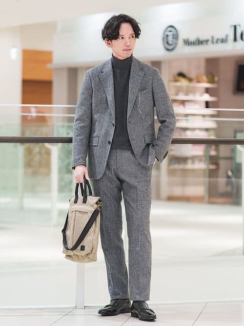 ★りゅうのすけ★【美品】尾州ツイード テーラードジャケット3L グレー系 ジャケット 尾州 ウールカシミヤブレンド ツイル（テーラード