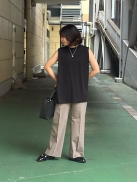 「SUIT SQUARE（スーツスクエア）の2WAYショルダーバッグ フェイクレザー（ショルダーバッグ、ブラック系）」を使った、SUIT SQUAREさん（メンズ・186cm）の春コーディネート