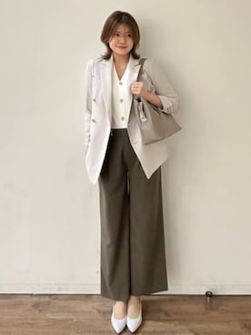 「SUIT SQUARE（スーツスクエア）のトートバッグ 飾り2WAY フェイクレザー（トートバッグ、ブラウン系）」を使った、SUIT SQUAREさん（レディース・157cm）の春コーディネート