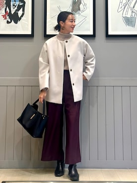 「アイテム（ノーカラーコート）」を使った、SUIT SQUAREさん（レディース・170cm）の冬コーディネート