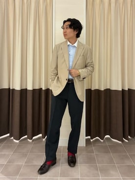 「SUIT SQUARE（スーツスクエア）の涼しい最高パンツ　ウォッシャブル　ストレッチポリエステル　トロピカルプレーン　ＲＳ０７（スラックス、グレー系）」を使った、SUIT SQUAREさん（レディース・159cm）の夏コーディネート