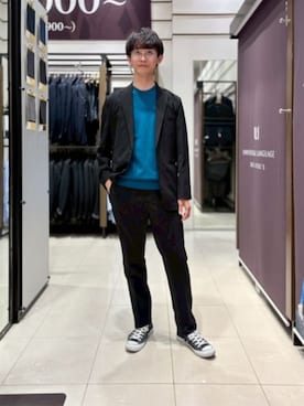 「SUIT SQUARE（スーツスクエア）の最高パンツ テーパードパンツ ウォッシャブル NON IRON ストレッチ RS07-S セットアップ（スーツパンツ、ブルー系）」を使った、SUIT SQUAREさん（レディース・157cm）の春コーディネート