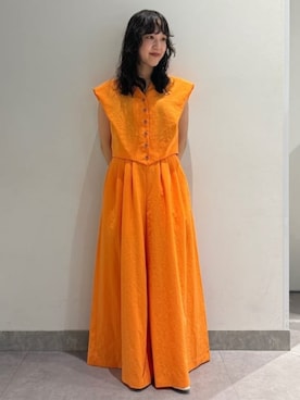 「CIS.（シス）のCIS． ドライタッチブラウス＆ワイドレッグパンツセット ウォッシャブル（ワンピース、オレンジ系）」を使った、SUIT SQUAREさん（メンズ・186cm）の春コーディネート