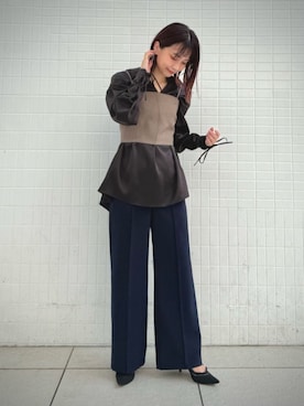 「CIS.（シス）のアイテム（パンツ）」を使った、SUIT SQUAREさん（レディース・160cm）の冬コーディネート