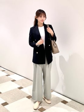 「SUIT SQUARE（スーツスクエア）のトートバッグ 飾り2WAY フェイクレザー（トートバッグ、ブラウン系）」を使った、SUIT SQUAREさん（レディース・157cm）の春コーディネート