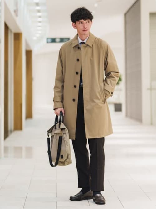 セール】スマみえステンカラーコート 撥水 オーガニックコットン 無地