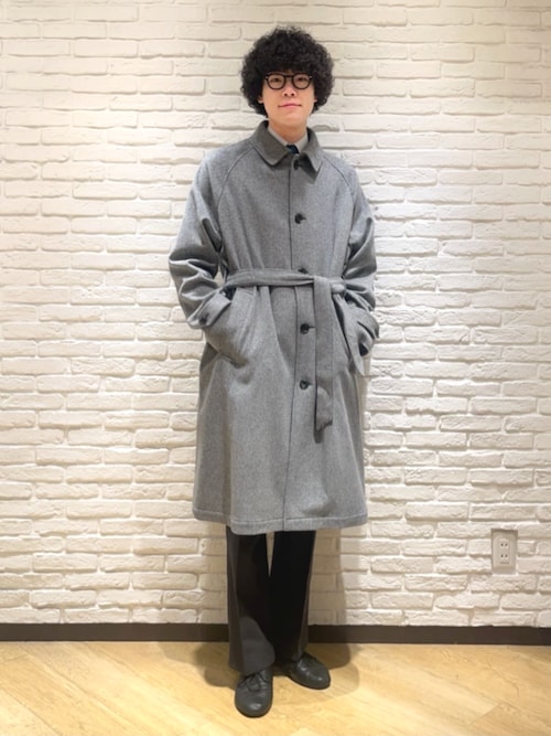 セール】GOOVI ベルテッドステンカラーコート ウールナイロン ベルト