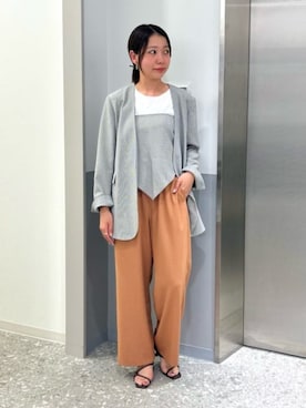 「CIS.（シス）のCIS. ノーカラージャケット&スカーフ ウォッシャブル リフラクスキャンバス ストライプ（テーラードジャケット、ブラック系）」を使った、SUIT SQUAREさん（メンズ・186cm）の春コーディネート