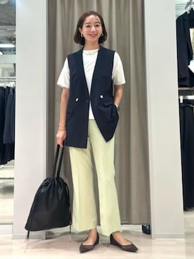 「SUIT SQUARE（スーツスクエア）の巾着トートバッグ 2WAY シュリンクフェイクレザー（トートバッグ、ブラック系）」を使った、SUIT SQUAREさん（メンズ・186cm）の春コーディネート