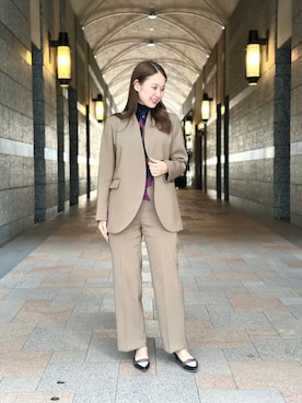 「アイテム（ノーカラージャケット）」を使った、SUIT SQUAREさん（レディース・166cm）の冬コーディネート