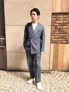 「アイテム（スーツジャケット）」を使った、SUIT SQUAREさん（メンズ・171cm）の春コーディネート