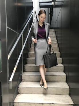 「アイテム（スーツジャケット）」を使った、SUIT SQUAREさん（レディース・166cm）の冬コーディネート